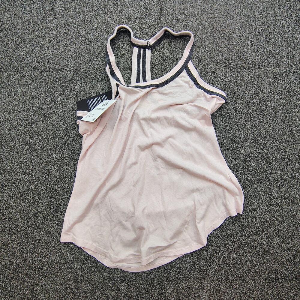 New Chaser Women's Size M Pink Racerback Tank Top Black Trim Cotton Blend